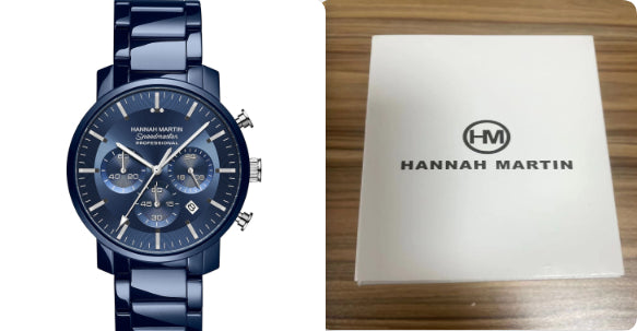 New Six-hand Multi-function Waterproof Calendar Watch For Business Men in navy blue with box