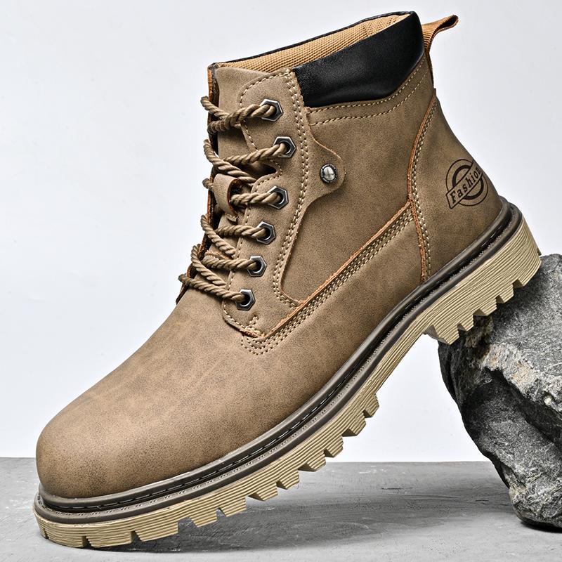 Genuine Leather Men's Shoes Mid-top Men's Casual Martin Boots