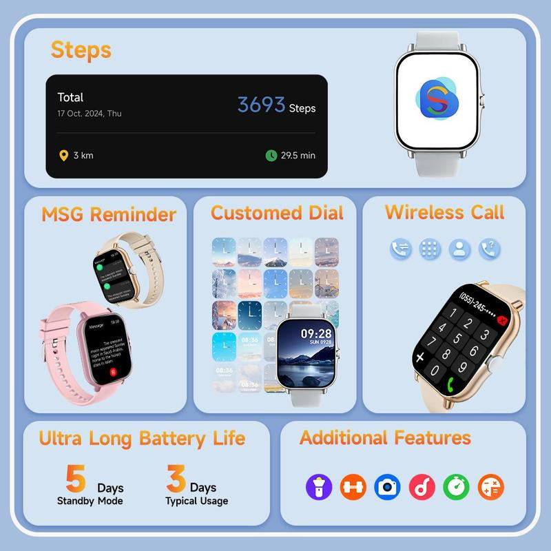 Multifunctional Smart Watch, Fashionable Digital Watch, Sports Watch with Multiple Sports Modes for Women & Men, Digital Smart Watches, Fitness Tracker Watch