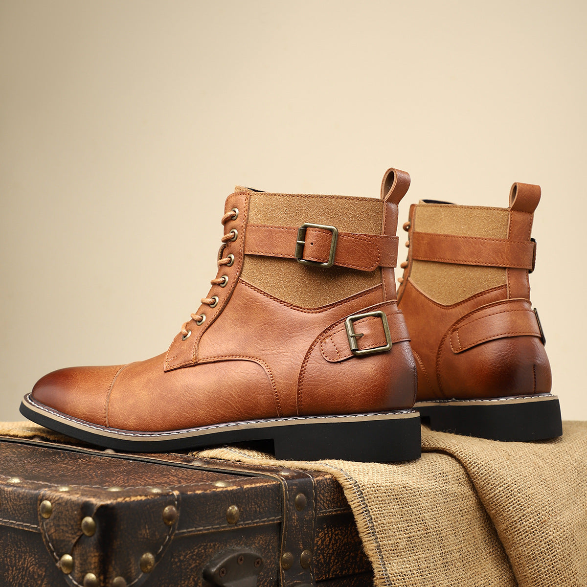 Non-slip Retro Mid-Top Pointed Men's Casual Martin Boots