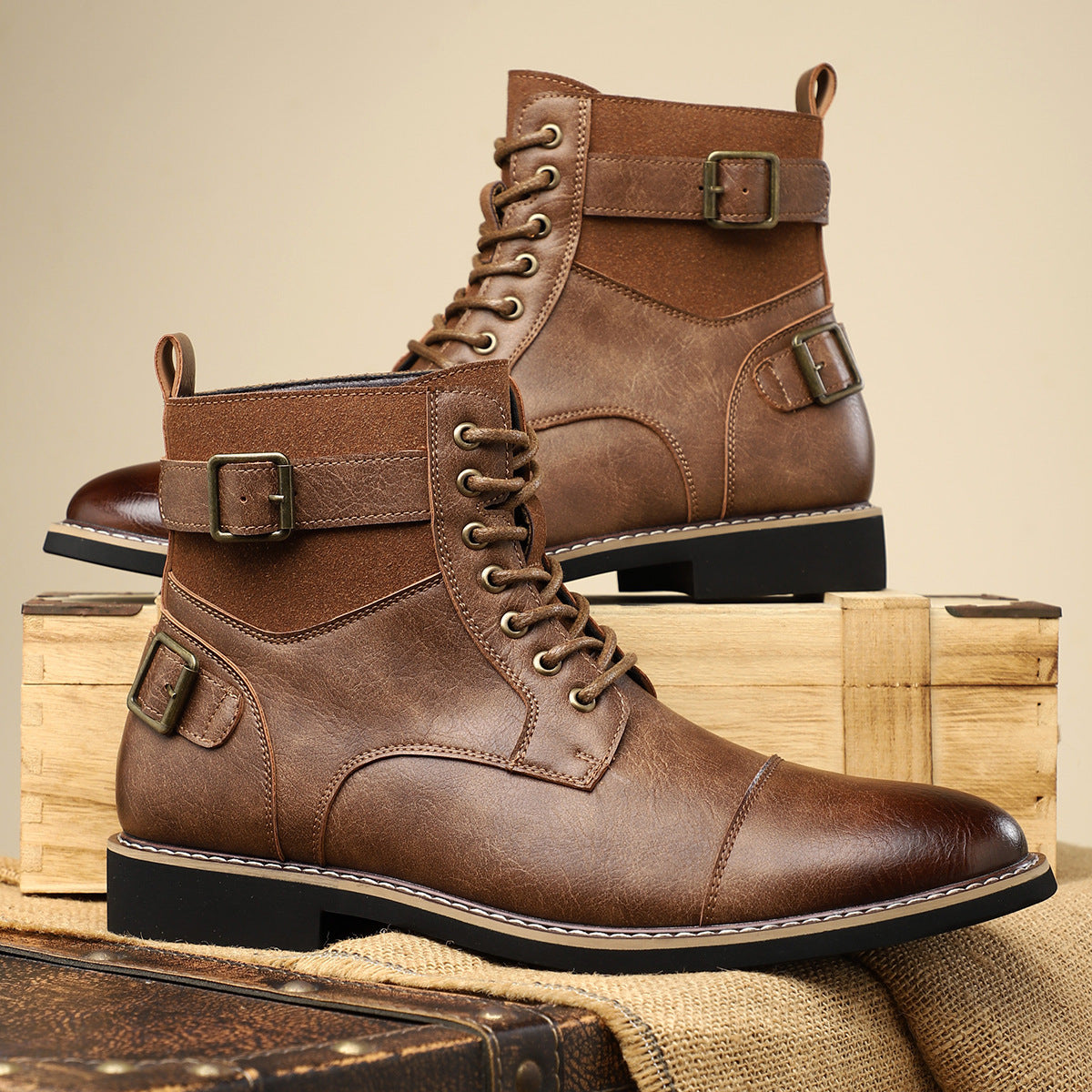 Non-slip Retro Mid-Top Pointed Men's Casual Martin Boots