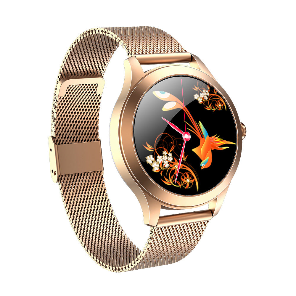 Chivo kw10pro women's smart Watch with fine steel strap and colorful dial design, showcasing elegance and style.