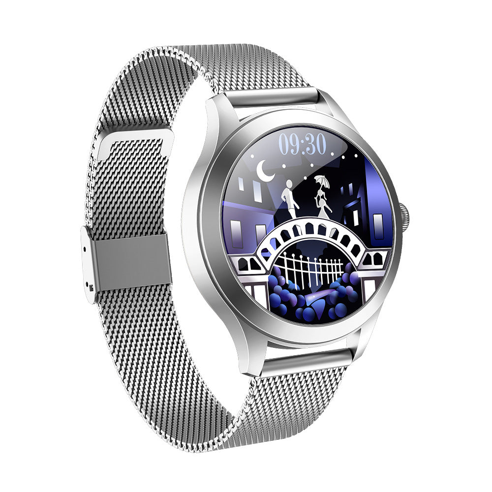 Chivo kw10pro women's smart Watch with fine steel strap and stylish dial design, perfect for everyday wear.