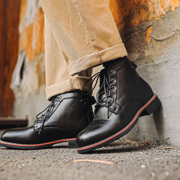 Men's Retro Lace-up Western Boots