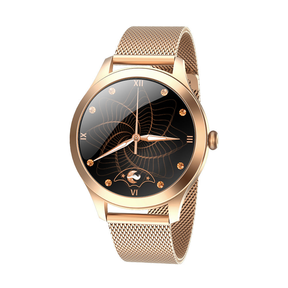 Chivo kw10pro women's smart Watch with a sleek design, featuring a butterfly display and fine steel strap.