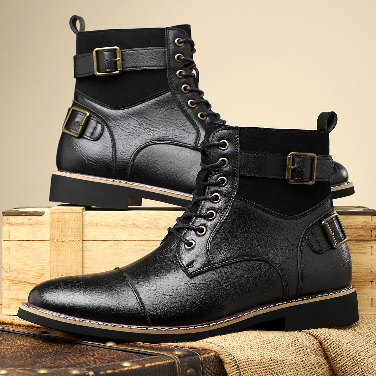 Non-slip Retro Mid-Top Pointed Men's Casual Martin Boots