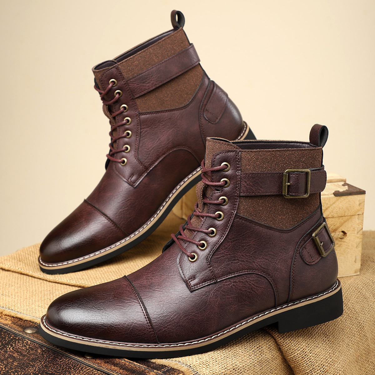 Non-slip Retro Mid-Top Pointed Men's Casual Martin Boots