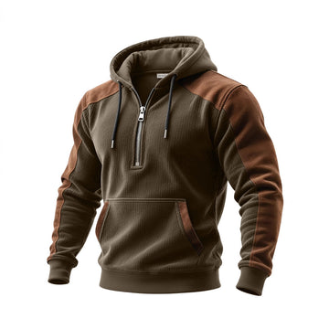 Digital-print Double-hooded Half-zip Hoodie