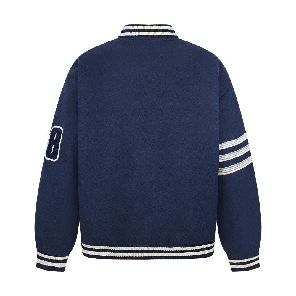 Heavy Embroidery Letter Baseball Jacket Men's Outerwear Padded Thick Single-Button Winter Loose Casual Cotton Jacket