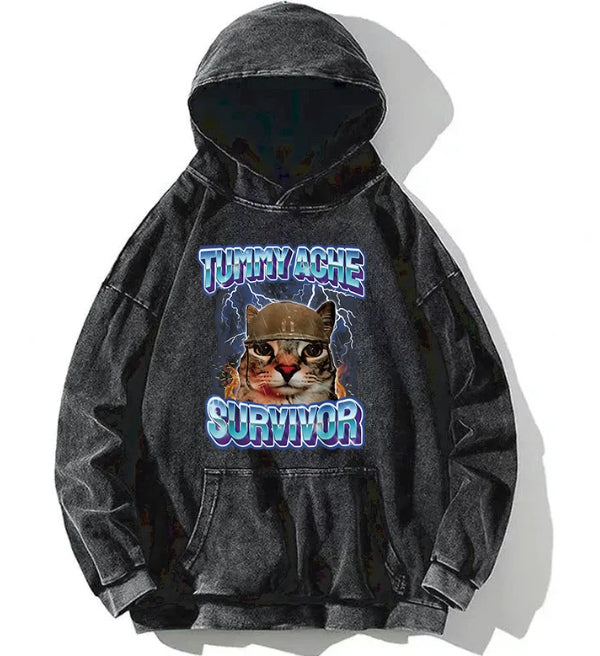 Pure Cotton Washed Vintage Hooded Sweatshirt With Double-layer Hood