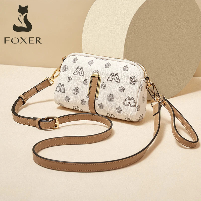 FOXER Women Small Crossbody Bag Shoulder Bag with Wrist Strap Lady Fashion Messenger Bag Mini High Quality Cellphone Purse