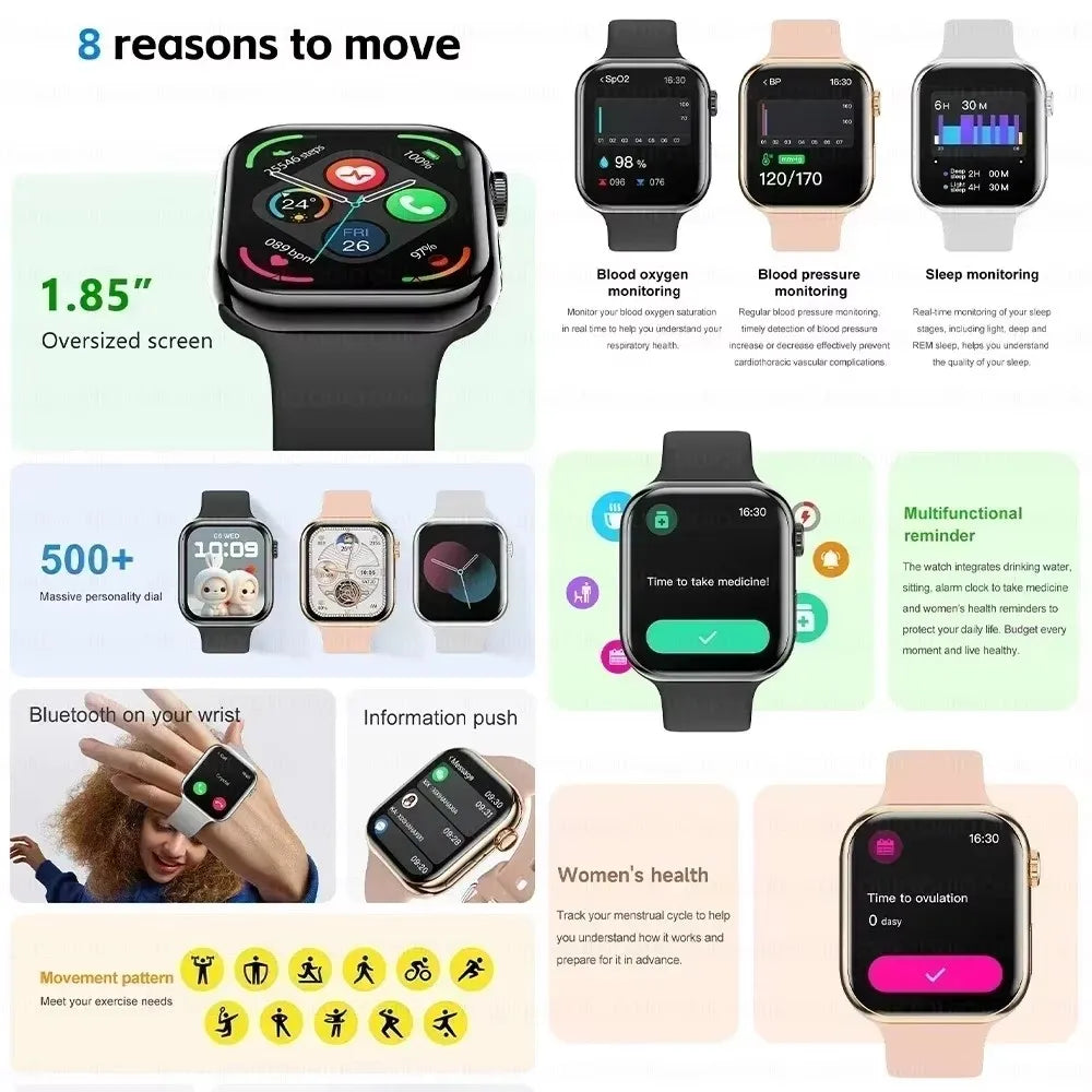 GPS Smart Watch Men For Apple Watch 11 Series Always On Display Body Temperature BT Call NFC Women Smartwatch For IOS Android