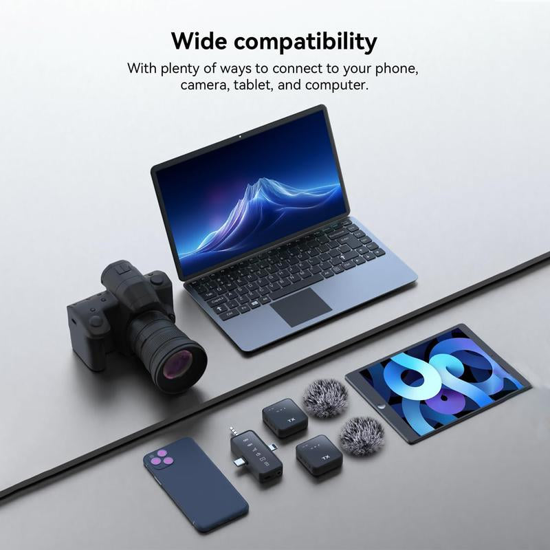 PQRQP 2-Pack Wireless Lavalier Mics - 328FT Super Long Range | 18H Non-Stop Battery! Works for Iphone/Android/Camera | Perfect for Tiktok Vlogs, Interviews, & Content Recording