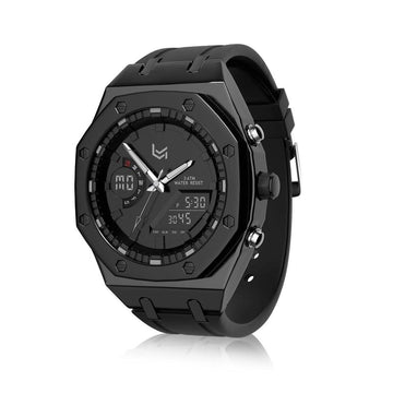 VERULEAN Analog-Digital Watch for Men Multifunction 2 Time Zone Auto Date Wrist Watch for Outdoor Sport Watch Urban Sport Watch with Silicone Strap & Stainless Steel Band