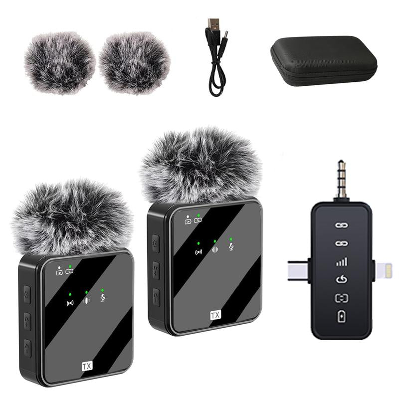 PQRQP 2-Pack Wireless Lavalier Mics - 328FT Super Long Range | 18H Non-Stop Battery! Works for Iphone/Android/Camera | Perfect for Tiktok Vlogs, Interviews, & Content Recording
