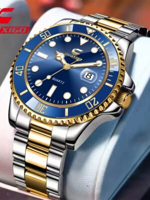Swiss Brand CHAXIGO Men's Watch Green Submariner Style Waterproof Versatile Alloy Quartz Watch